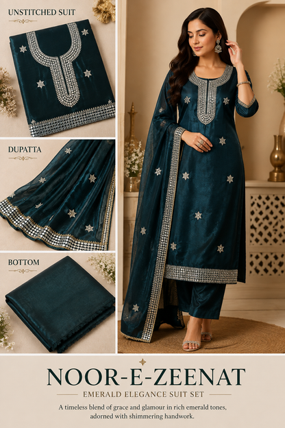 Noor-E-Zeenat – Emerald Elegance Suit Set