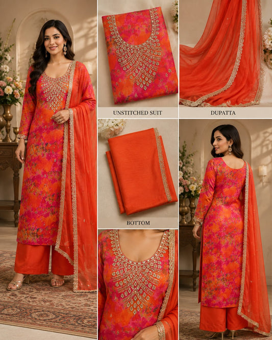 Gulnaar Rani – Coral Bloom Suit Set