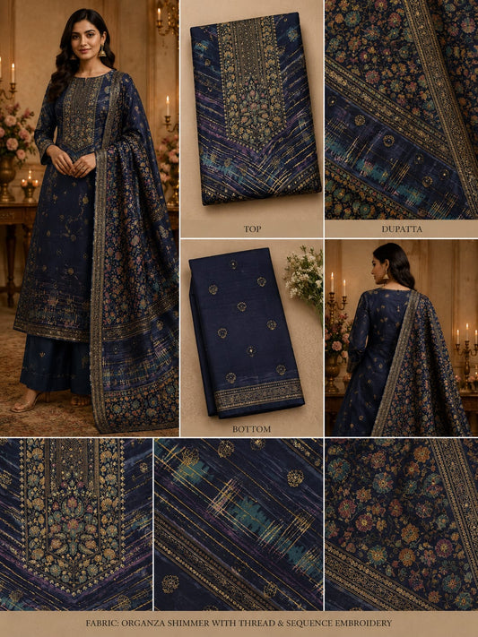 Neelam-e-Gul – Midnight Blue Heritage Suit Set