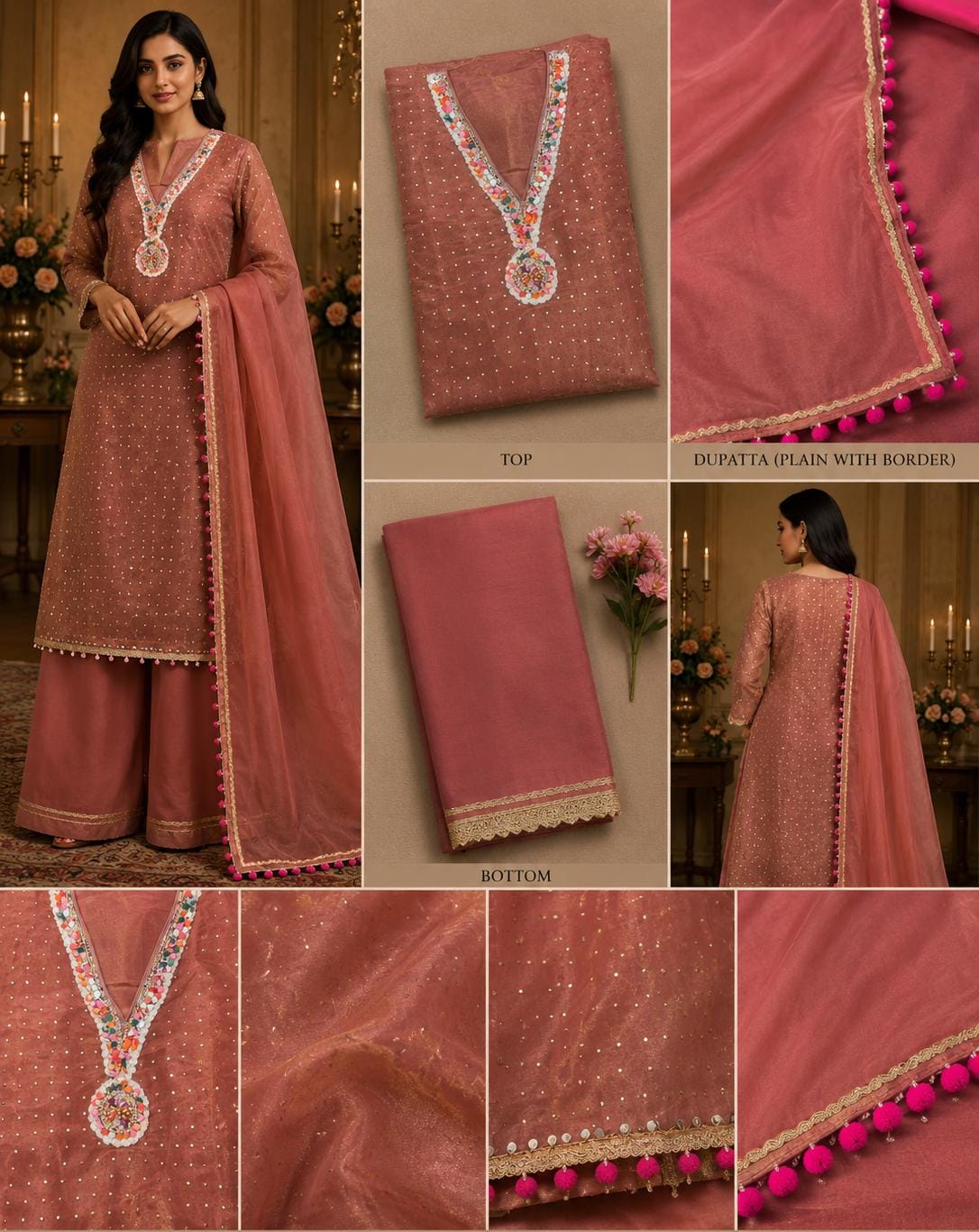 Gulabi Noor – Rose Blush Embellished Suit Set
