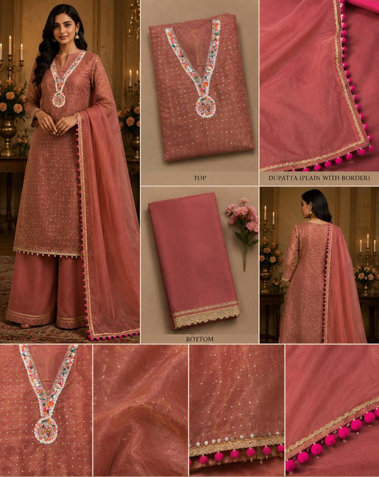 Gulabi Noor – Rose Blush Embellished Suit Set