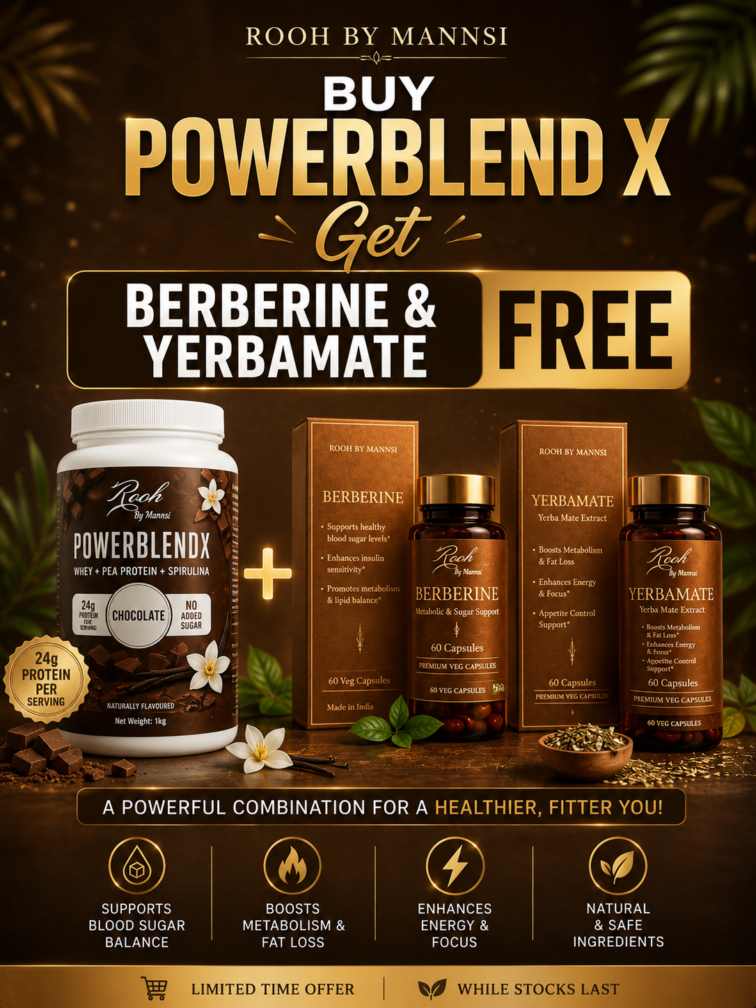 Buy PowerblendX (3 Kg) get 3 Berberine and 3 Yerbamate Free