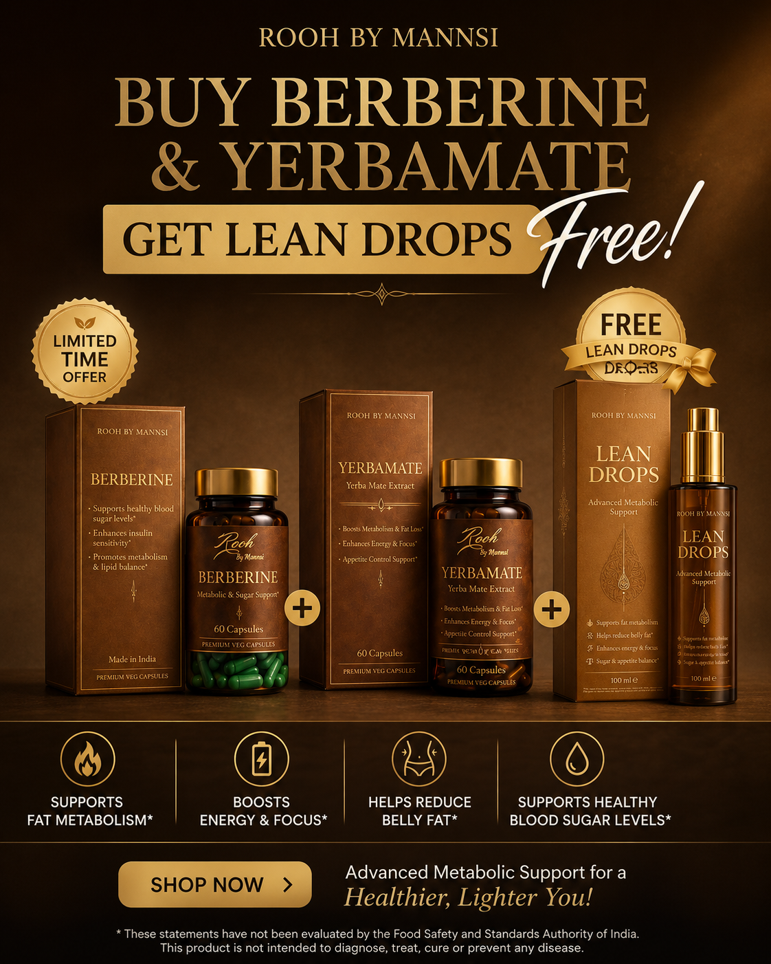 Buy Berberine and Yerbamate, Get Lean Drops Free